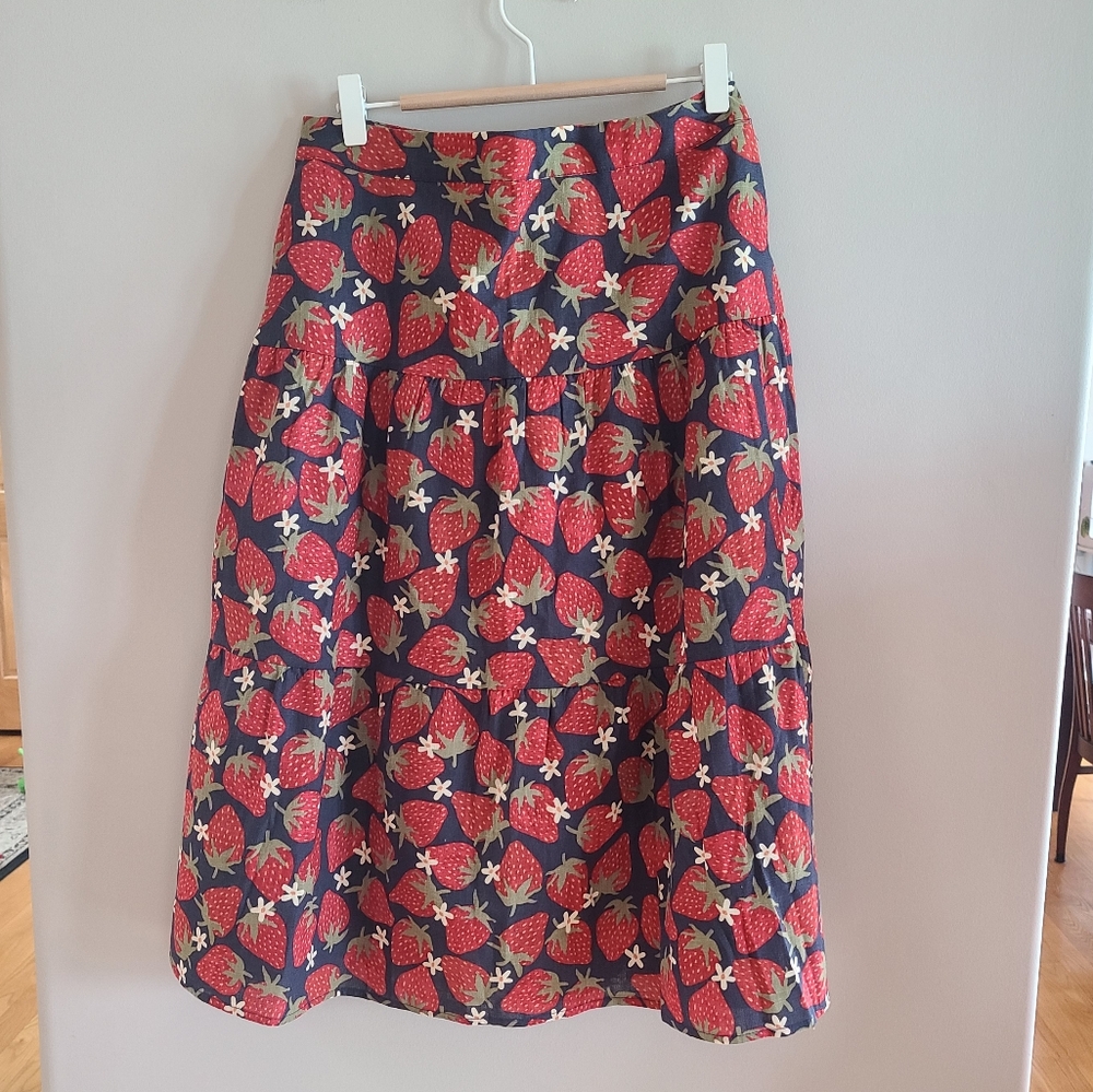 Princess Highway Tiered Strawberry Midi Skirt - Print Skirt